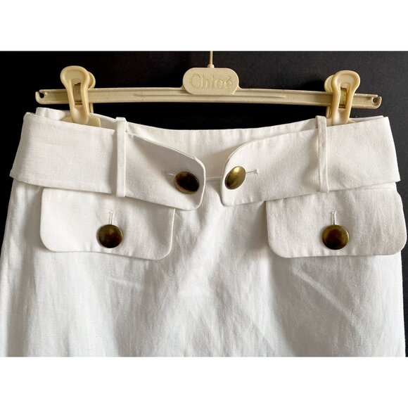 Chloe SS06 Linen Cotton Skirt Naturel FR40 Made in France - Picture 5 of 12